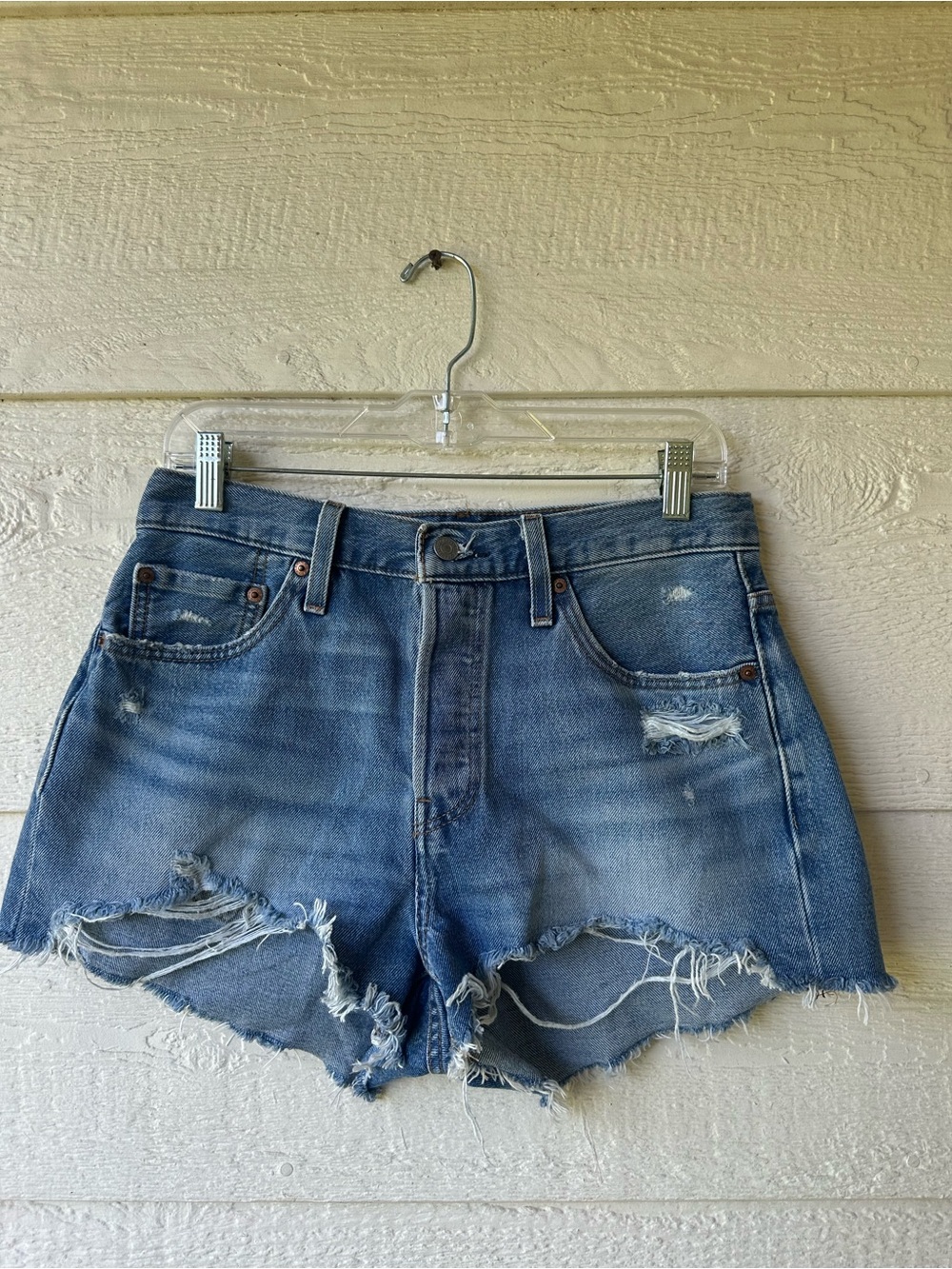 Levi’s 501 distressed denim shorts